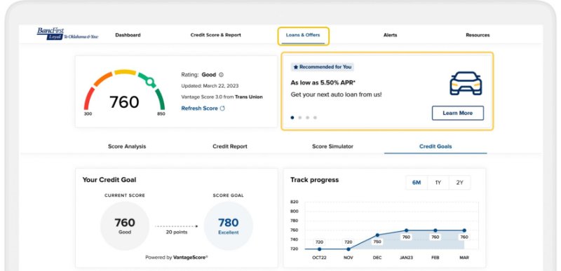 screenshot of desktop computer with SavvyMoney Credit Score and loan promotion banner
