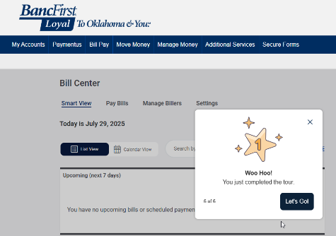 BillPay Bill Center: Final Page