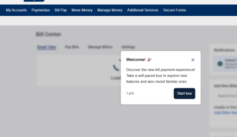 BillPay Welcome screen