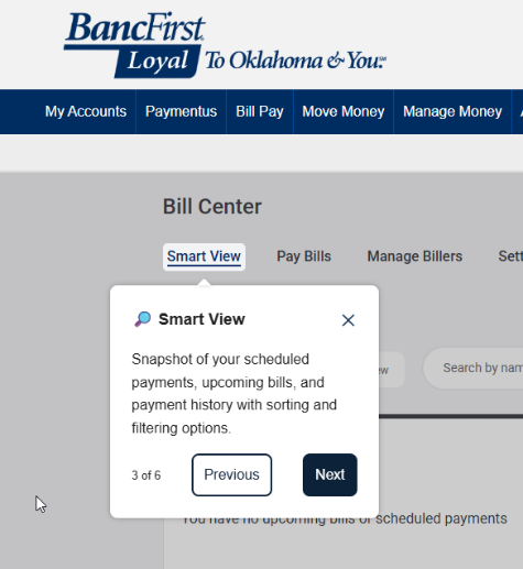 BillPay Bill Center: Smart View
